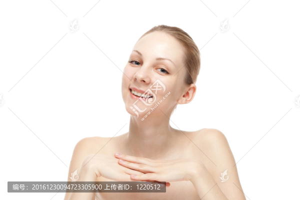 白色背景上美麗的年輕女性肖像
