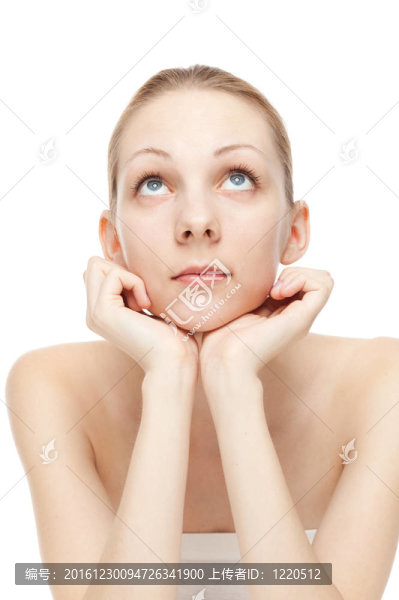 白色背景上美麗的年輕女性肖像