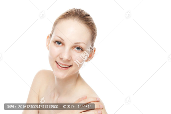 白色背景上美麗的年輕女性肖像