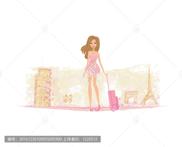 帶行李的美女旅行女孩