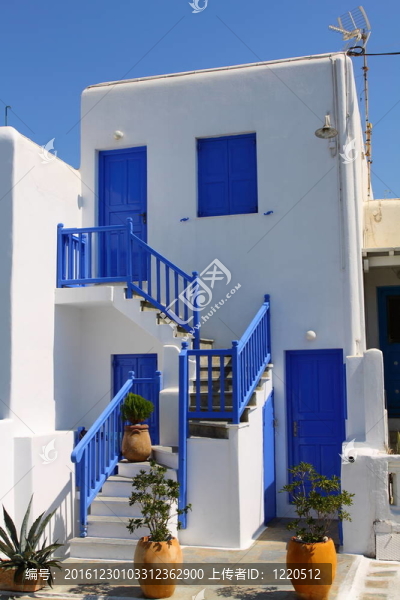 米科諾斯島傳統(tǒng)的基克拉迪建筑。（希臘；Cyclades）