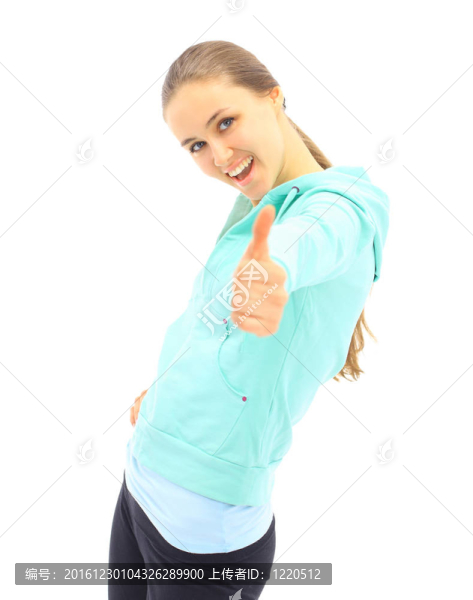年輕女子顯示OK