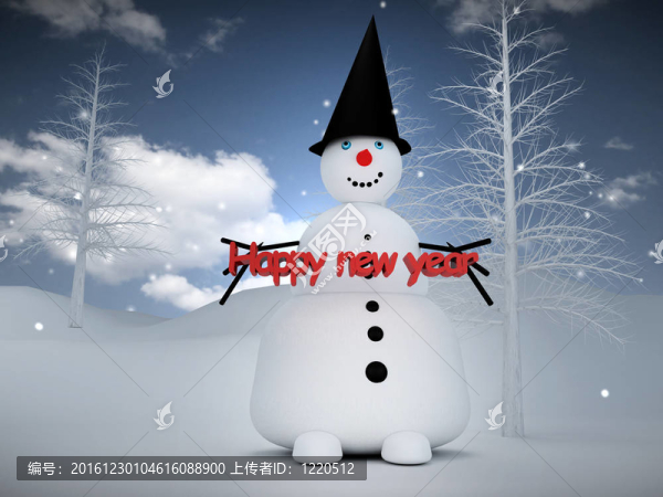 3D雪人新年快樂