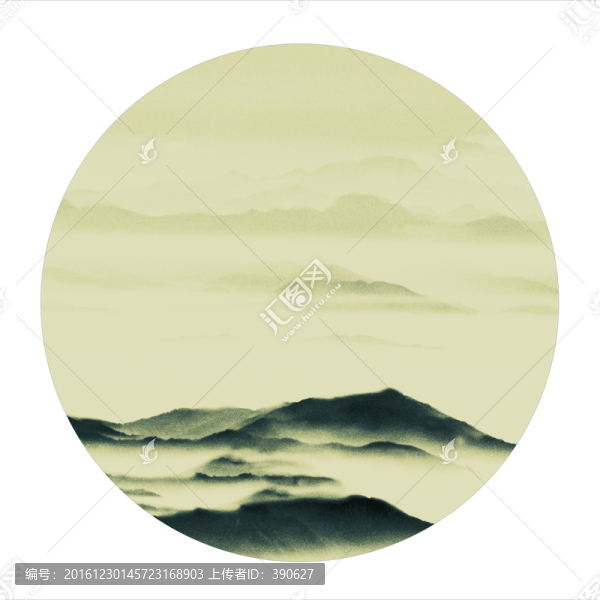 水墨寫意山水畫,未分層