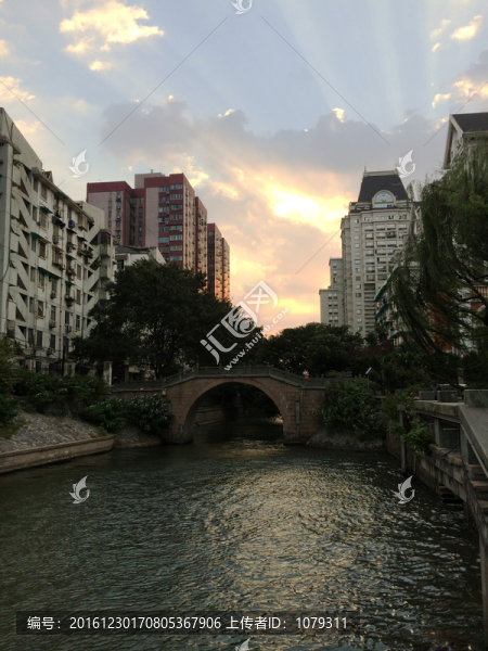 霞光,運河,城市風光