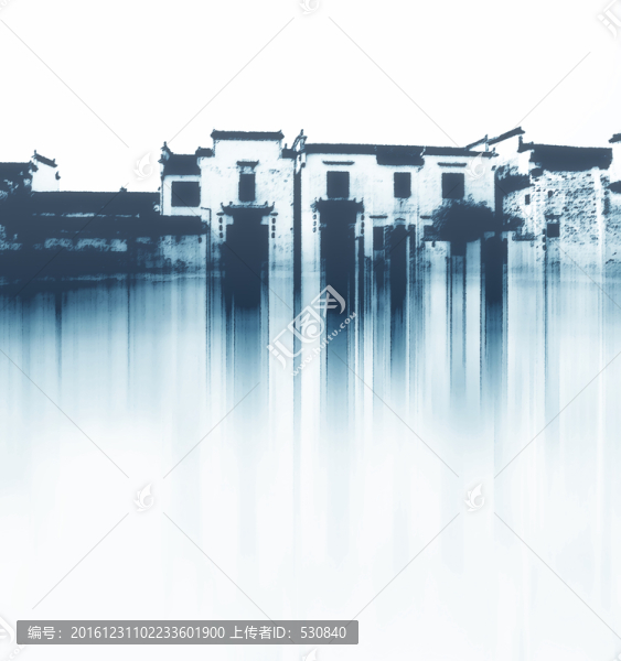 江南水鄉(xiāng)水墨畫,合層