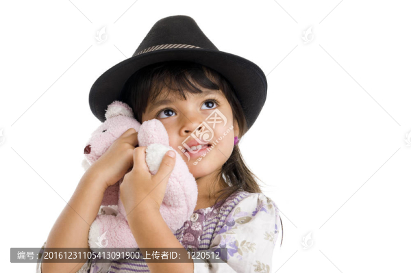 切割女孩擁抱泰迪熊