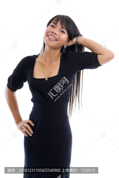 漂亮的亞洲婦女與括號