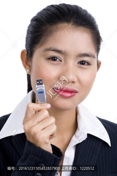 USB棒的女商人