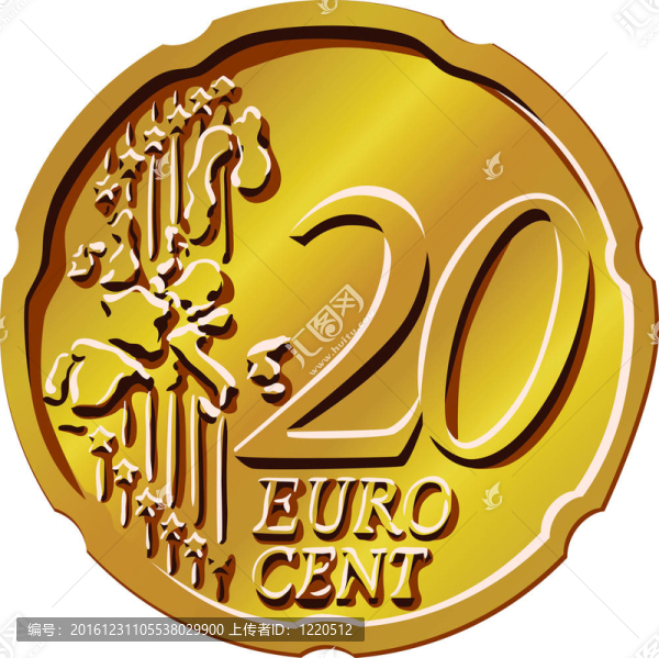 錢Eurocent金幣二十