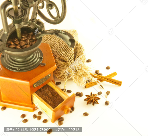 咖啡復(fù)古風(fēng)格的咖啡袋和咖啡豆