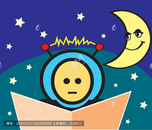 帶新月和星星的男孩讀書冊(cè)