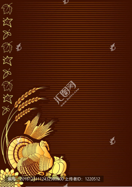 感恩節(jié)背景，明信片與火雞