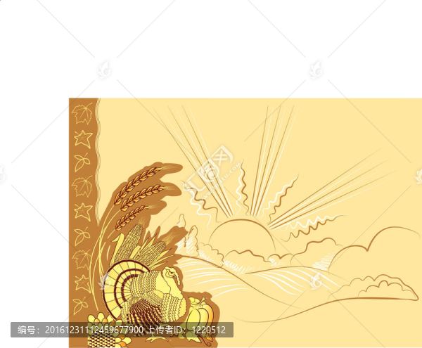 感恩節(jié)背景，明信片與火雞