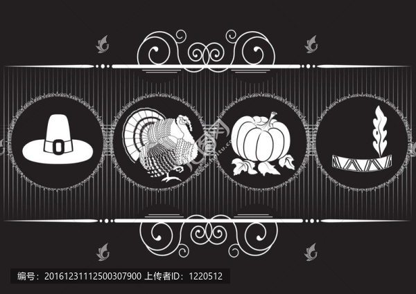 感恩節(jié)背景，明信片與火雞