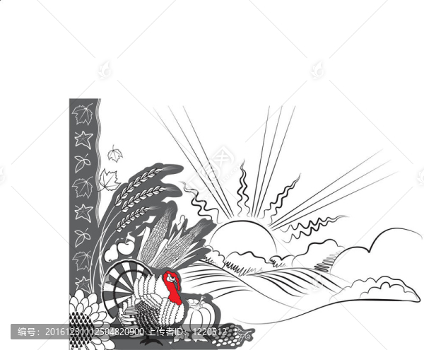 感恩節(jié)背景，明信片與火雞
