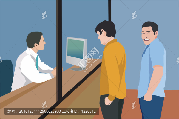 在銀行排隊的男人