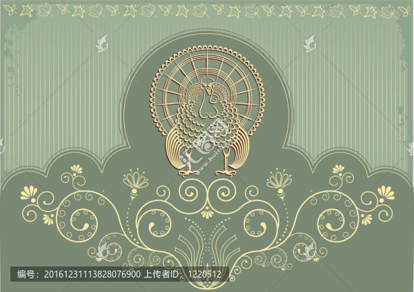 感恩節(jié)背景，明信片與火雞