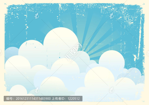 藍(lán)色的天空和美麗的云彩。老式的圖像