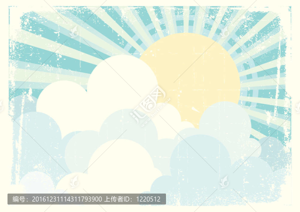 陽光和藍(lán)天美麗的云。老式的圖像