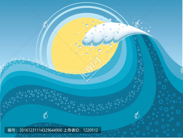 海洋中的波浪.水背景與太陽(yáng)