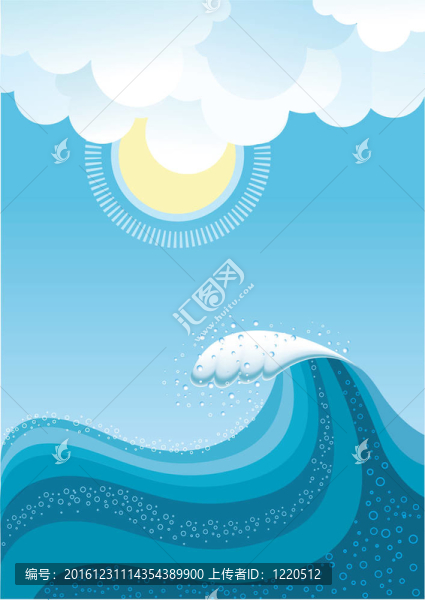 海洋中的波浪.水背景與太陽