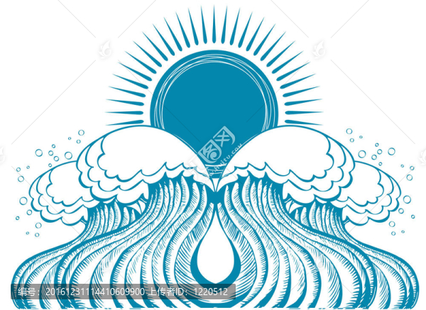 海浪。自然符號(hào)圖