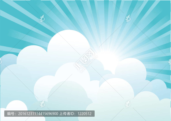陽光和藍天，美麗的云彩。圖像