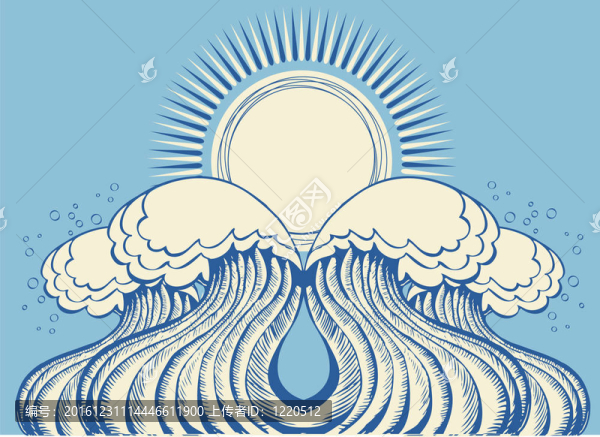 海浪。自然符號圖