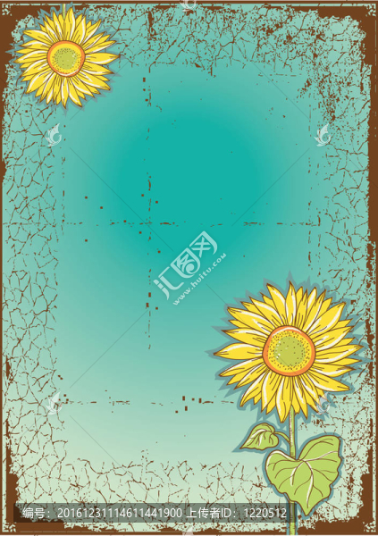 sunflowes,Grunge元素老式明信片。