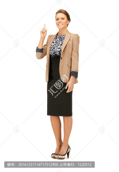 女人用手指向上