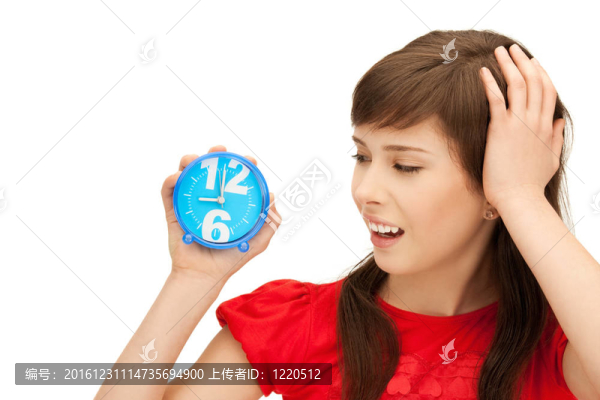少女抱鬧鐘