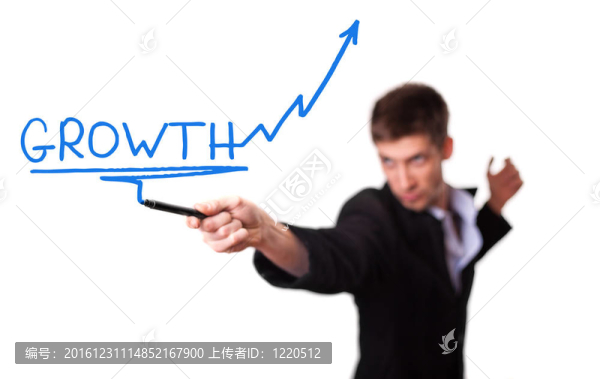 商人繪制上升箭頭；代表業(yè)務增長（選擇性聚焦）