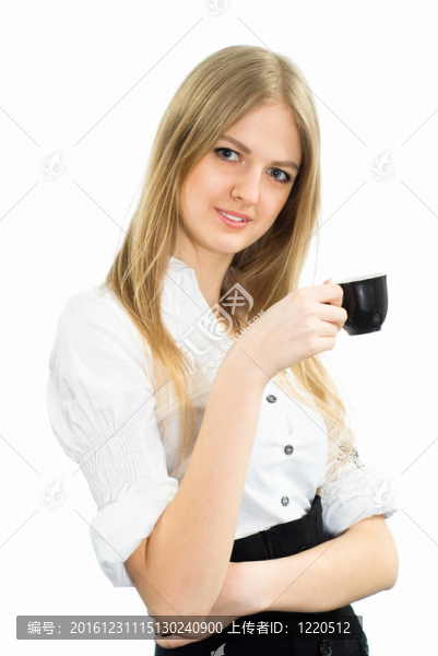 可愛的女商人與一杯黑