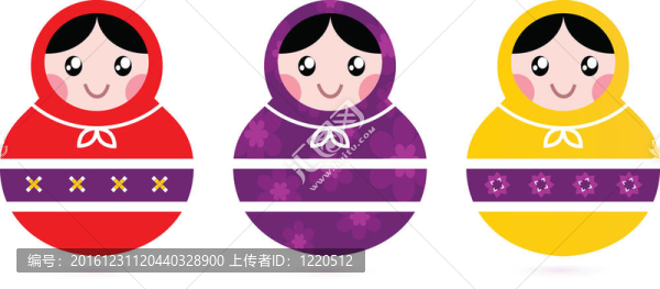 俄羅斯套娃玩偶收集白色隔離