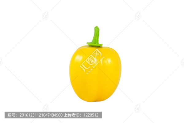 黃色的辣椒或甜椒或青椒或番椒屬孤立使塑料