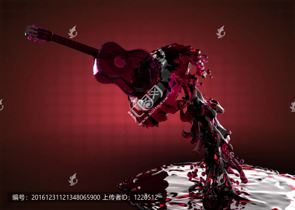 吉他在水