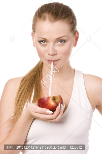 女人和一半的蘋果
