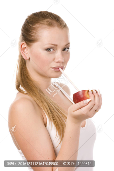 女人和一半的蘋果