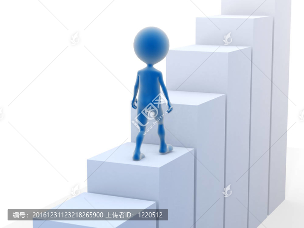 商人爬樓梯。三維渲染。