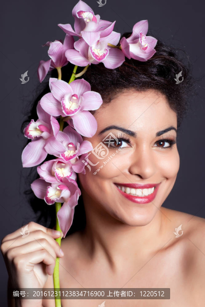 漂亮女人與Orchid,Flower