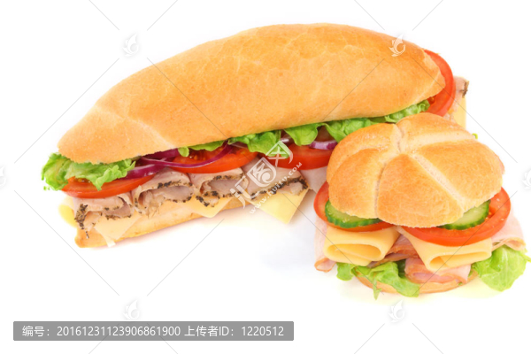 美味的火腿、奶酪和沙拉三明治