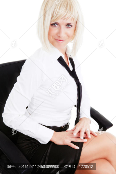 漂亮的金發(fā)女商人孤立在白色