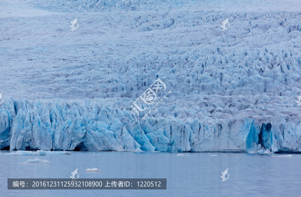 fjallsarlon冰川湖和fjallsjokull冰川；冰島