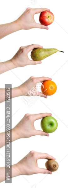 雙手提供不同的水果