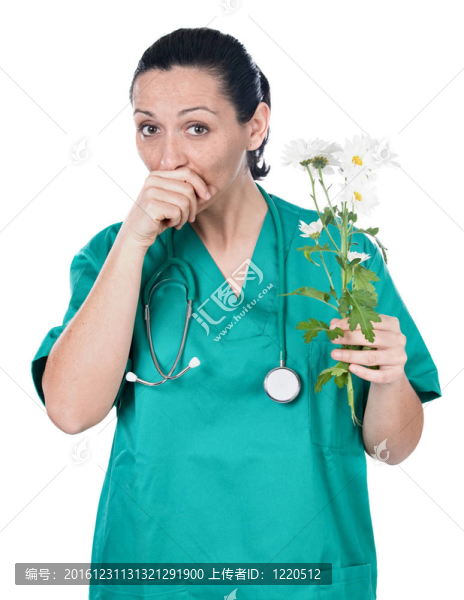 過敏醫(yī)生用花女人