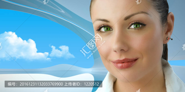 迷人的綠色眼睛的年輕女商人
