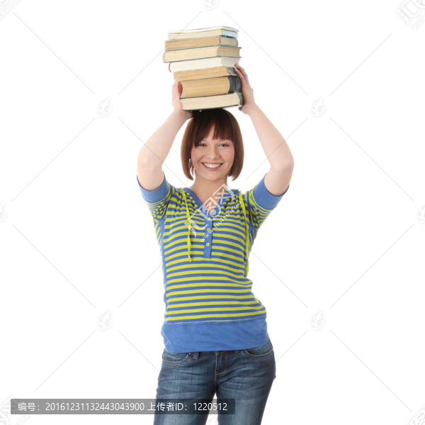 女學(xué)生帶書