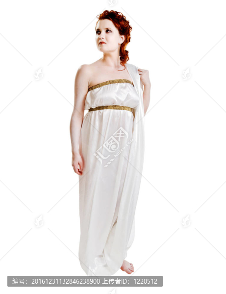 穿著白色希臘服裝的女孩