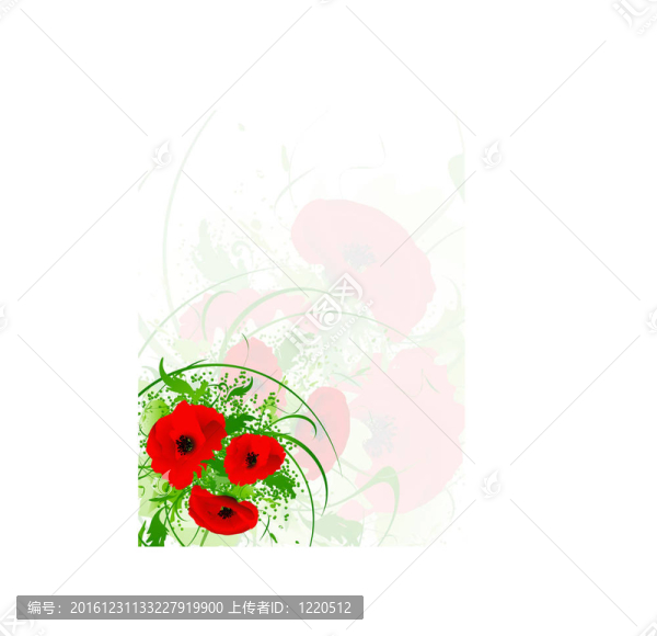 紅罌粟花束明信片